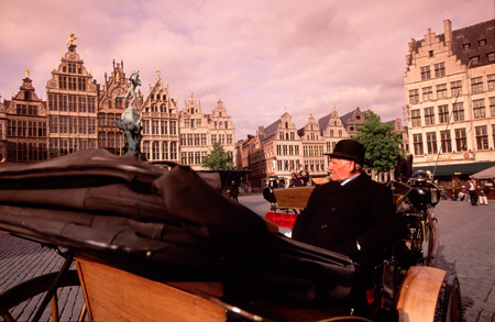 Belgium: Antwerp, Grand Place, carriage driver waiting for a fare : Travel World : Michael Ventura Photography, Washington DC, Portraits, Stock, Caribbean, Headshots, head, shots , Photographer, Photography