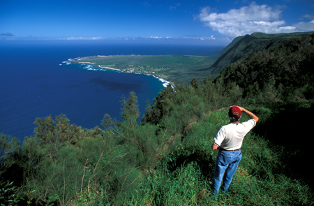 Looking out over Kalaupapa on 3,000 foot sea cliffs of Molokai Hawaii : Travel USA : Michael Ventura Photography, Washington DC, Portraits, Stock, Caribbean, Headshots, head, shots , Photographer, Photography
